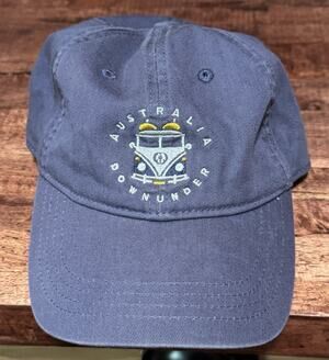 Sydney Down Under Australia Hat Dad Cap Strap Back Blue Gray White Script Flag